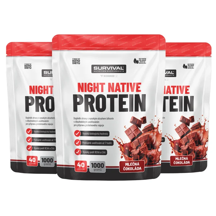 Survival Night Native Protein 1000 g AKCE 2+1 ZDARMA čokoláda + čokoláda + čokoláda
