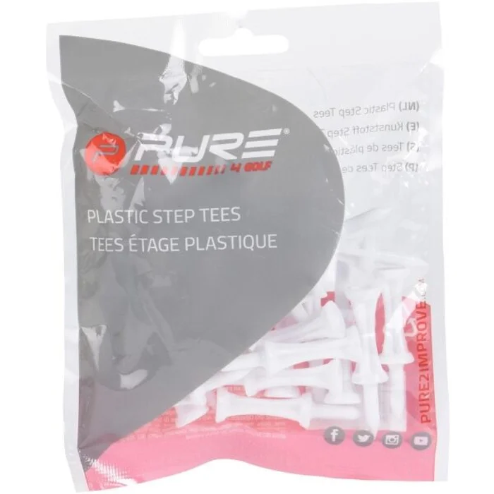 PURE 2 IMPROVE PLASTIC STEP TEES 51MM 25KS Golfová týčka, bílá, velikost