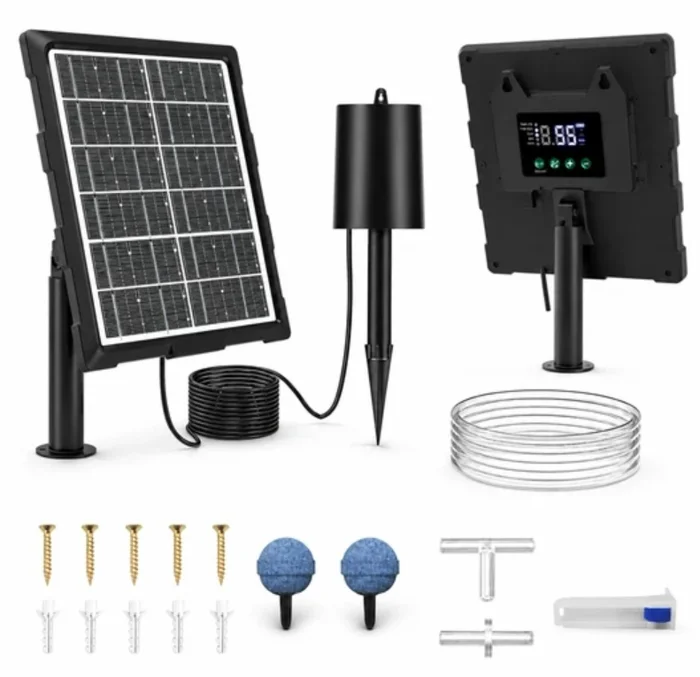 Fapiere Solární provzdušňovač jezírka s LCD displejem AP221 – 2200 mAh baterie, 3 stupně výkonu, 3 W