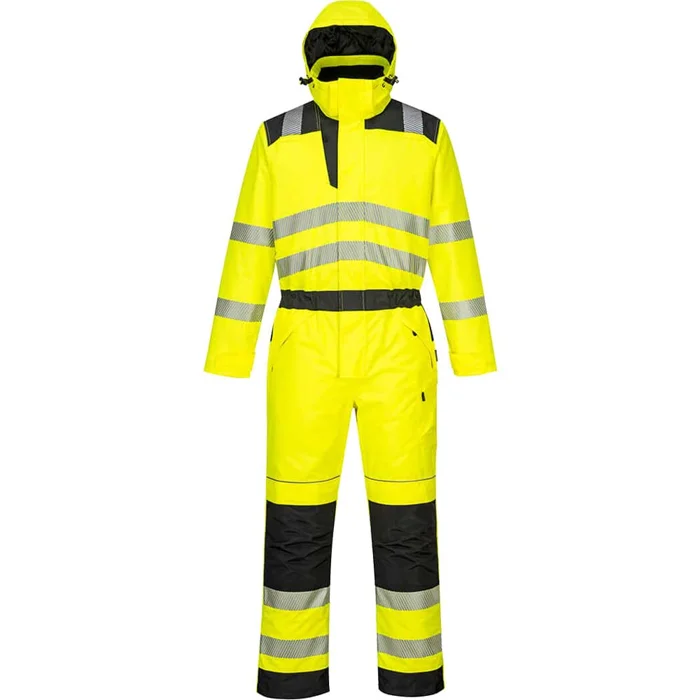 Oxford Weave 300D Class 3 PW3 Hi Vis Winter Coverall Yellow / Black 2XL 31"